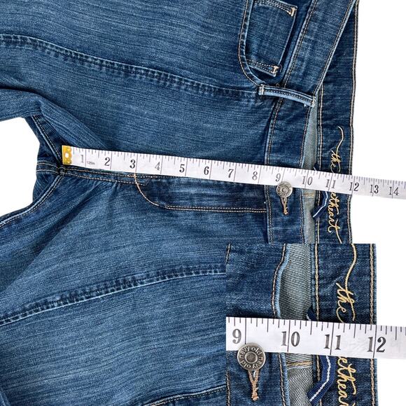 Old Navy The Sweetheart Denim Blue Jeans Front Pintuck Seams 12 Regular - Picture 12 of 14